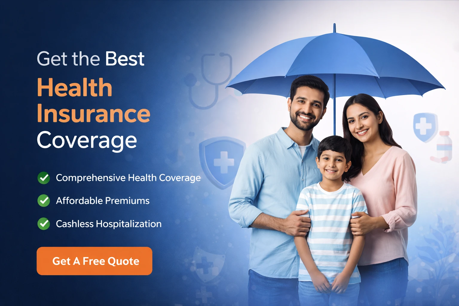 Happy Indian family protected by health insurance