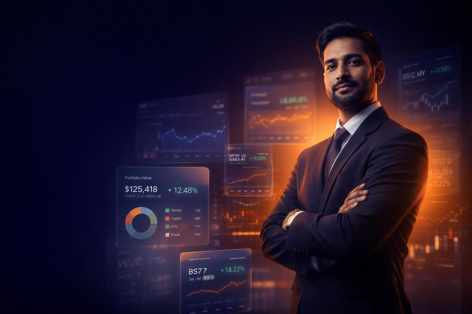 Financial advisor with portfolio analytics and market dashboards